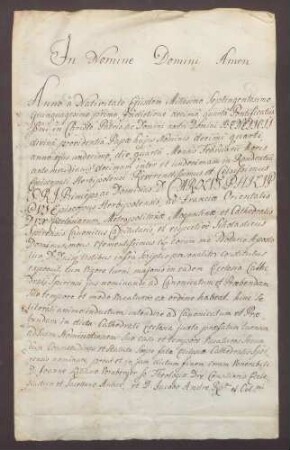 Notariatsinstrument für Anselm Franz von Kerpen.