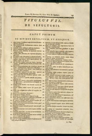 141-168, Titulus VII. De Sepulturis.