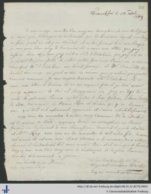 Nachlass F. D. Ring (NL 10/IV B 270) : Briefe von Johann Heinrich von Hurter an Friedrich Dominicus Ring