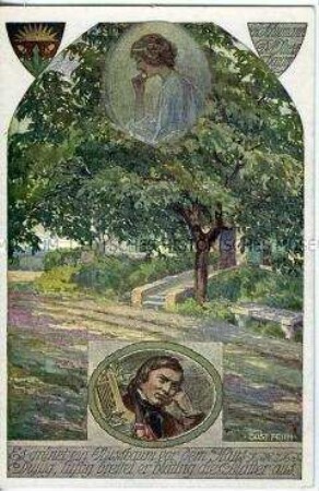 Illustration zu Schumanns Lied "Der Nussbaum"; Postkarte des Deutschen Schulvereins, Nr. 850