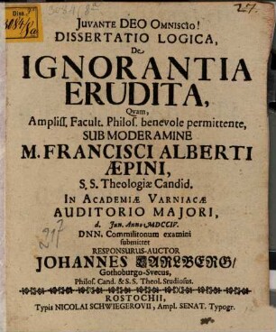 Diss. de ignorantia erudita