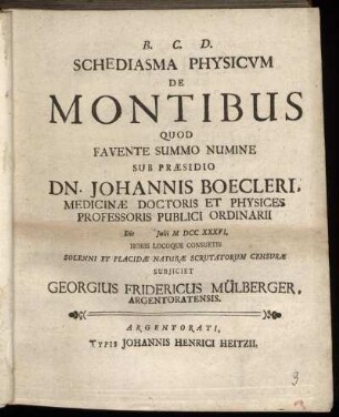 Schediasma Physicum De Montibus