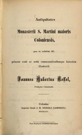 Monumenta historica ecclesiae Coloniensis, I
