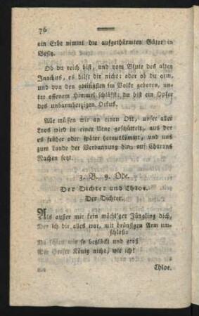 3. B. 9. Ode. Der Dichter und Chloe