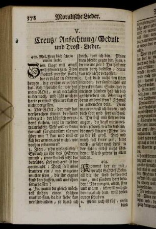 V. Creutz, Anfechtung, Gedult und Trost-Lieder