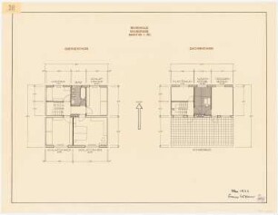 Aufgabe Stadterweiterung, Sommersemester 1932: Reihenhäuser: Grundrisse 1:50