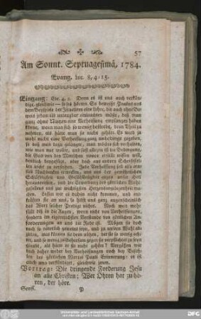 Am Sonnt. Septuagesimä, 1784. Evang. Luc. 8, 4 - 15.