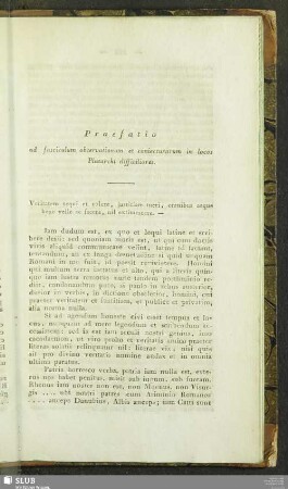 Praefatio ad fasciculum observationum et coniecturarum in locos Plutarchi difficiliores
