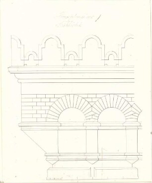 Gärtner, Friedrich von; München, Ludwigstr.; Staatsbibliothek - Hauptgesims (Ansicht)