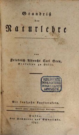 Grundriß der Naturlehre