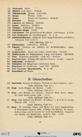 B. Glasscheiben (Nr. 188-204)