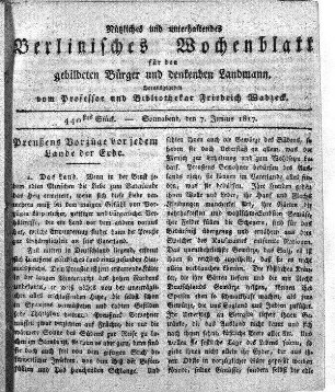440stes Stueck, Sonnabend, den 7. Junius 1817