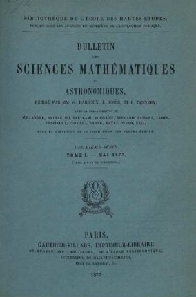 Tome I. - Mai 1877. Tome I. - Juin 1877.