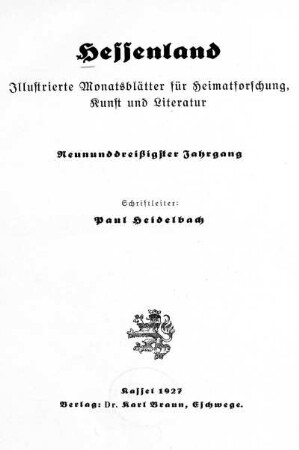 Heft 1, Januar 1927