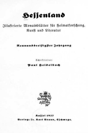 Heft 1, Januar 1927