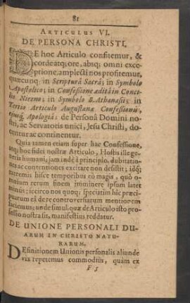 Articulus VI. De Persona Christi.