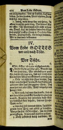 IV. Vom Lobe Gottes vor- und nach Tische