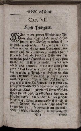 Cap. VII. Vom Purgiren.