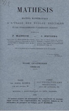 TOME QUARTIÈME. OCTOBRE 1884.