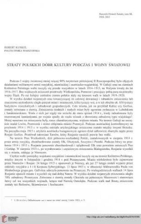 40: Straty polskich dóbr kultury podczas I wojny światowej