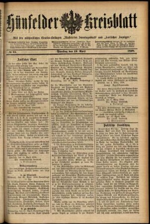 Ausgabe vom Dienstag, den 19. April 1898.