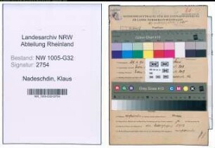 Entnazifizierung Klaus Nadeschdin , geb. 29.06.1896 (Techn.Angestellter)