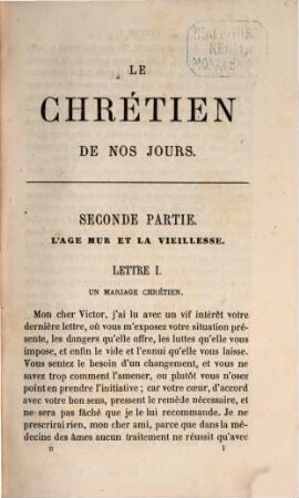Le chrétien de nos jours : Lettres spirituelles, 2. L' age mur et la vieillesse