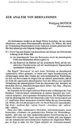 Zur Analyse von Derivationen