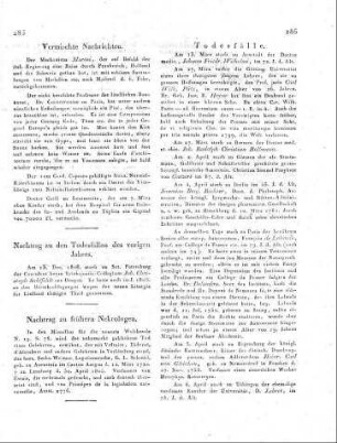 Nachtrag zu den Todesfällen des vorigen Jahres.