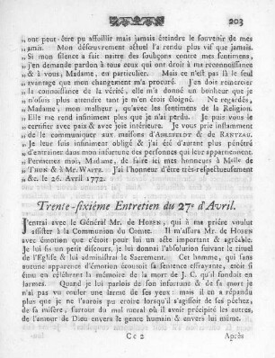 Trente-sixiéme Entretien du 27e d'Avril.