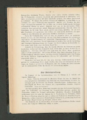 Zur Richtigstellung.