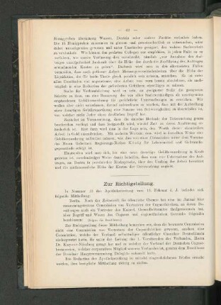 Zur Richtigstellung.