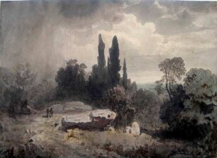 Italienische Landschaft mit Zypressen