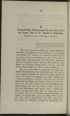 II. Documentarische Erläuterungen über das Leben Otto's von Campe, Abts zu St. Michael in Hildesheim