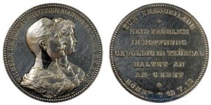 Fürstenhäuser, Sonderburg-Augustenburg; Auguste-Victoria, Deutsche Kaiserin, Königin von Preussen 1858 - ; Offizielle Medaille o. J. für das Ehejubiläum