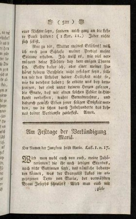 521-545, Am Festtage der Verkündigung Mariae. - Am Festtage der Himmelfahrt Christi.