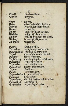 Glossar. Das Gantz Neüw testame[n]t recht grüntlich teutscht : Glossar L - S. Rechte Seite aus: Luther, Martin: Das Gantz Neüw testame[n]t recht grüntlich teutscht. Basel: Adam Petri 1524 im Brachmond. Dresden: SLUB Biblia.1908