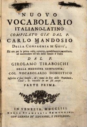 Nuovo Vocabolario Italiano-Latino, 1