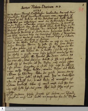 Tagebuchaufzeichnungen von Nikolaus Dal.