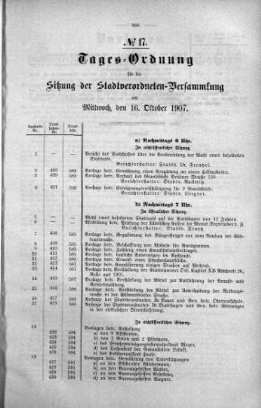 Tages-Ordnung No. 17. (408-434), 16. Oktober 1907