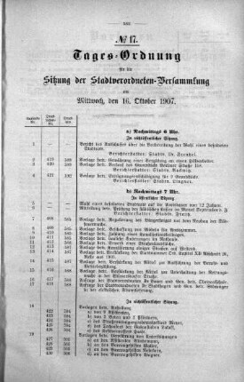 Tages-Ordnung No. 17. (408-434), 16. Oktober 1907