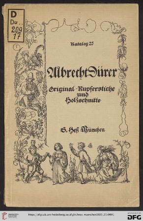 Nr. 25: Katalog: Albrecht Dürer - Original-Kupferstiche und Holzschnitte