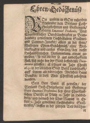 Ehren-Gedächtnüß