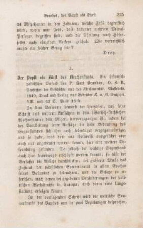 325-334 [Rezension] Brandes, Karl, Der Papst als Fürst des Kirchenstaates