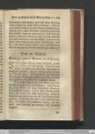 Das 25. Capitel. Evangel. am 27. Sonnt. nach Trinit.