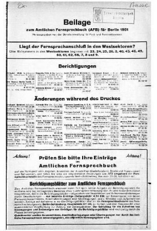 Beilage: Berichtigungen, Änderungen während des Druckes