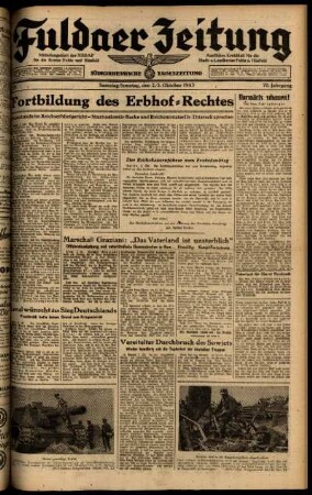 Ausgabe vom Sonntag, den 03. Oktober 1943.