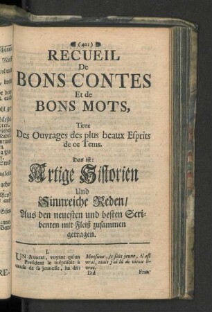 Artige Historien und Sinnreiche Reden/ ...