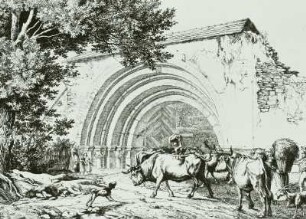 Eingang in das ehemalige Kloster Zelle : Radierung, 1839