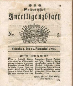 No. 3, Dienstag, den 15. Januarius 1799
